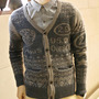 New Fashion Korean Style V-Neck Men Sweater 919SJ-K308F88-91-Coffee-3
