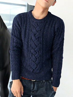 New fashion korean style round neck men sweater 919sj-k313f110-113-blue