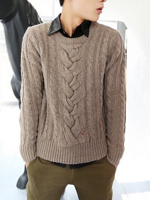 New Fashion Korean Style Round Neck Men Sweater 919SJ-K313F110-113-Coffee