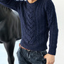 New Fashion Korean Style Round Neck Men Sweater 919SJ-K313F110-113-Coffee-4