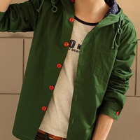 New Fashion Korean Style Long Sleeves Coat 922SJ-F10-43-Green - Thumbnail 1