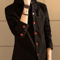 New Fashion Korean Style Long Sleeves Coat 922SJ-F10-43-Blue - Thumbnail 4