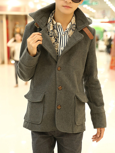 New fashion korean style long sleeves coat 922sj-y25-73-dark gray