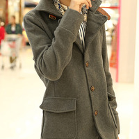 New Fashion Korean Style Long Sleeves Coat 922SJ-y25-73-Dark Gray - Thumbnail 1