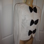 Vintage Leslie  White/Black Bow Tie Blouse Size L-1