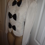 Vintage Leslie  White/Black Bow Tie Blouse Size L-2