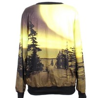 Peaceful Woods Sunset Print Sweatshirts Unisex Lovers Street Fashion Long Sleeve Pullover Loose Design Casual Sweater Free Size - Thumbnail 2