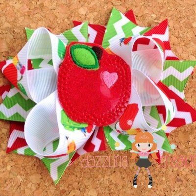 Custom/back to school/chunky necklace/boutique hairbow/girls jewelry/photo props/girls hair bows/apple/school bus/abc