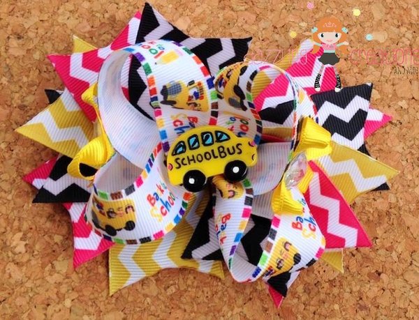 Custom/Back to School/Boutique Hairbow/Girls Jewelry/Photo Props/Girls Hair Bows/School Bus
