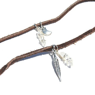 Leather quartz choker