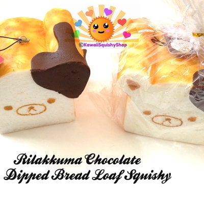 Jumbo rilakkuma bread loaf dipped in chocolate sweets cafe series squishy charms - Thumbnail 1