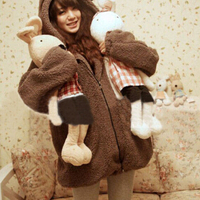 Japanese kawaii cartoon bear ear hooded coat - Thumbnail 4
