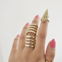 Gold vintage nail ring and bending lines ring