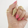 Gold vintage nail ring and bending lines ring-1