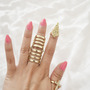 Gold vintage nail ring and bending lines ring-2