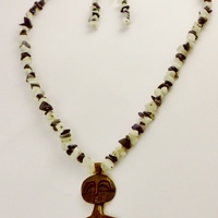 Tribal Lapis and Moonstone Necklace and Earring Set - Thumbnail 2