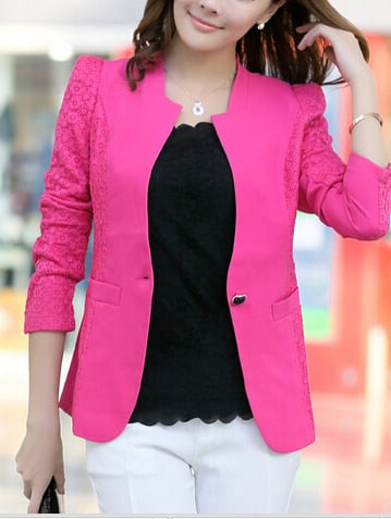 New Fashion Cotton Plain Womens Suit Jackets FLA1130-800-53-Rose
