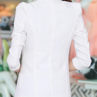 New Fashion Cotton Plain Womens Suit Jackets FLA1130-800-53-White - Thumbnail 2