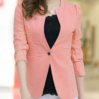 New Fashion Cotton Plain Womens Suit Jackets FLA1130-800-53-White - Thumbnail 3