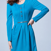 Summer Fashion Chiffon New Korean Style Womens Dresses FLA1130-8010-33-Pink - Thumbnail 3