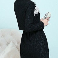 Summer Fashion Chiffon New Korean Style Womens Dresses FLA1131-A-8811-65-Black - Thumbnail 1
