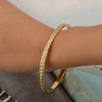 Amazing Two Tone Gold Bangle - Thumbnail 1