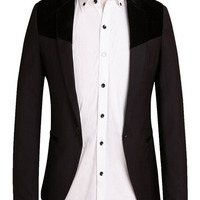 Free Shipping Long Sleeve Cotton Mens Suit Jackets 922SJ-F03-53-Blue - Thumbnail 2