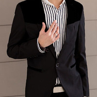 Free Shipping Long Sleeve Cotton Mens Suit Jackets 922SJ-F03-53-Blue - Thumbnail 3