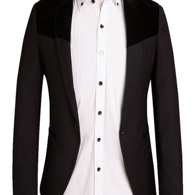 Free shipping long sleeve cotton mens suit jackets 922sj-f03-53-black