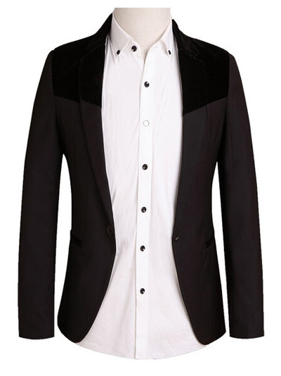 Free shipping long sleeve cotton mens suit jackets 922sj-f03-53-black