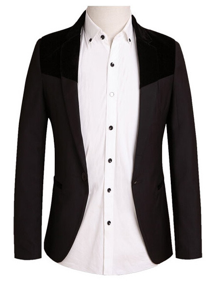 Free Shipping Long Sleeve Cotton Mens Suit Jackets 922SJ-F03-53-Black