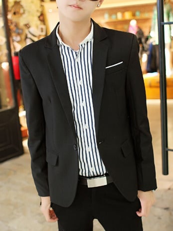 Free Shipping Long Sleeve Cotton Mens Suit Jackets 922SJ-F09-53-Black