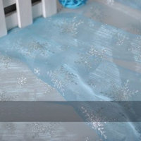 MAT2 mini Snowflake Print Organza Fabric for Frozen Elsa Cape dress meter 150cm Wide blue - Thumbnail 1