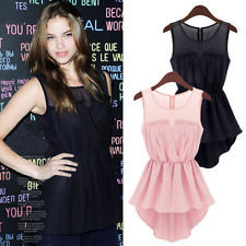  chiffon sleeveless peplum frill blouse 