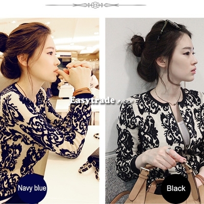  vintage pattern knitted sweater batwing sleeve tops cardigan outwear coat