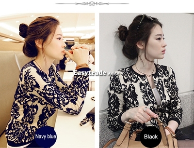  vintage pattern knitted sweater batwing sleeve tops cardigan outwear coat