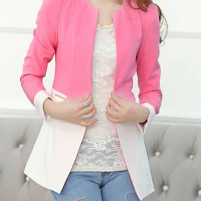 New fashion cotton plain womens casual suit jackets fla1131-a-6018-53-rose