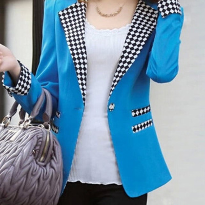 New fashion cotton plain womens casual suit jackets fla1131-a-6019-48-blue