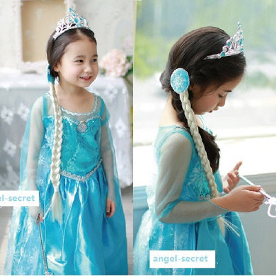 Wg20 movies frozen snow queen elsa cosplay crown and wand crosier and wig - Thumbnail 4