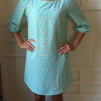 Mint Daisy Print Shift Dress - Thumbnail 1