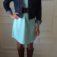 Mint Daisy Print Shift Dress - Thumbnail 4