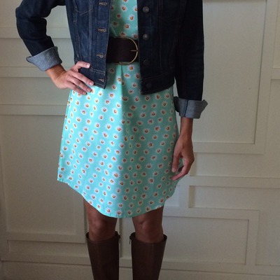 Mint daisy print shift dress