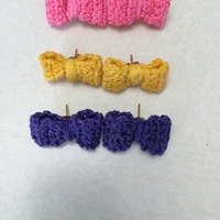  Crocheted Bow Earrings - Thumbnail 1