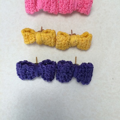 crocheted bow earrings
