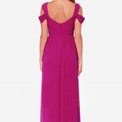 Red carpet off the shoulder long maxi evening dress
