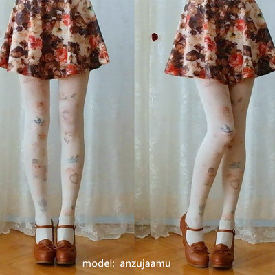 Lolita pastel cute angels and flowers printing tights free ship sp140424 