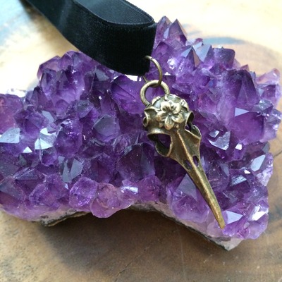 Raven skull choker