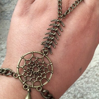Dream catcher hand harness in brass