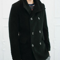 New Fashion Korean Style Long Sleeves Coat 925SJ-H08-103-Black - Thumbnail 1