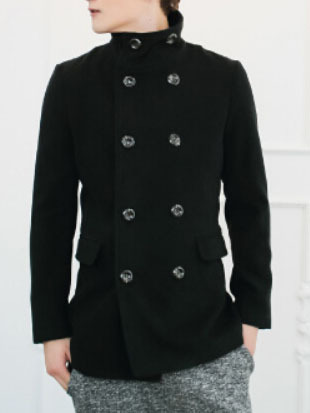 New fashion korean style long sleeves coat 925sj-h08-103-black